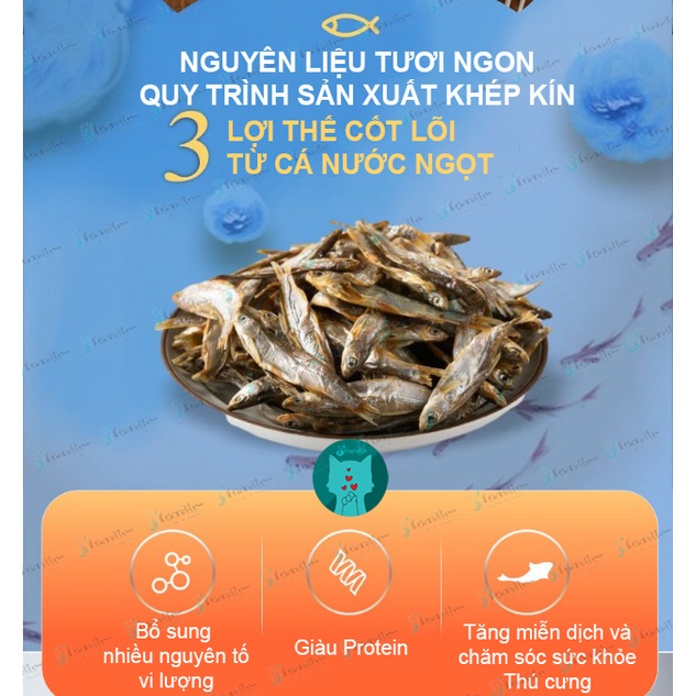 Snack Dinh Dưỡng JFamille, Cá Trắng Nước Ngọt, Bổ Sung Protein, Tăng Sức Đề Kháng Cho Thú Cưng. JF200