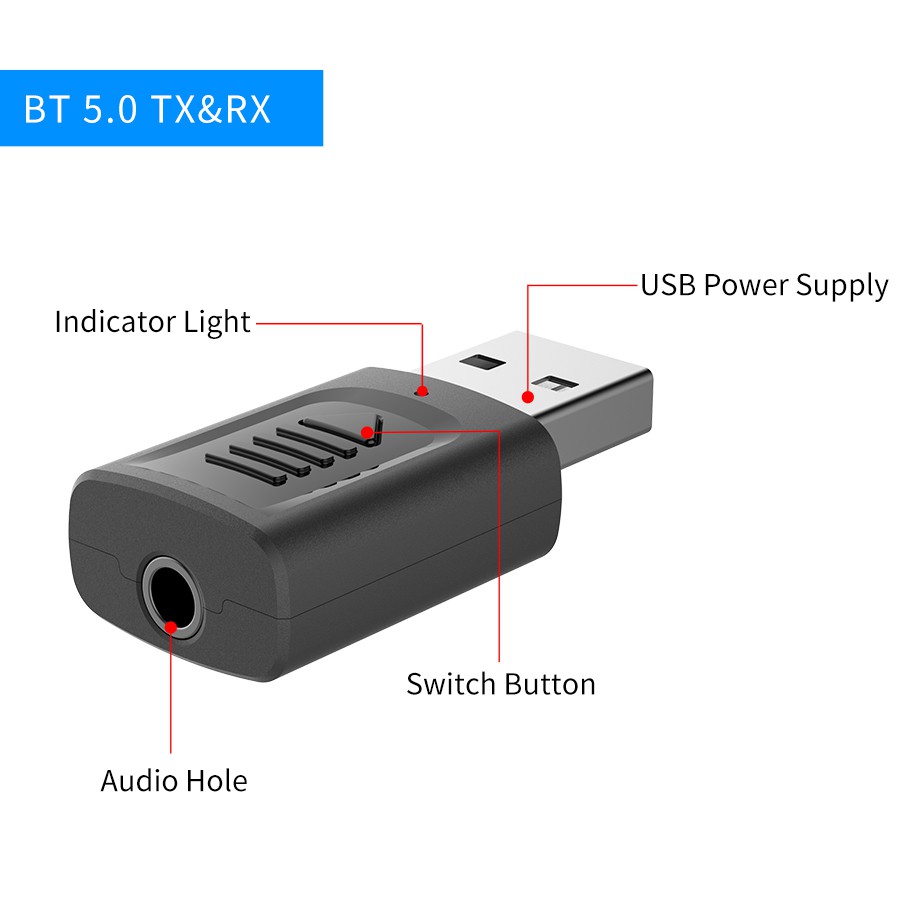 Usb Bluetooth Truyền Tín Hiệu Âm Thanh 5.0 Pc Tv 4 Trong 1