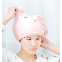 Mũ Trùm Đầu Hình Gấu Làm Khô Tóc Thấm Hút Tốt Hoạt Hình cute dễ thương khăn tắm