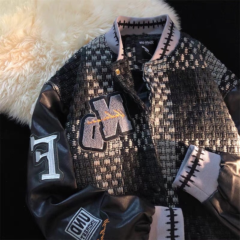 Áo khoác bomber caro unisex