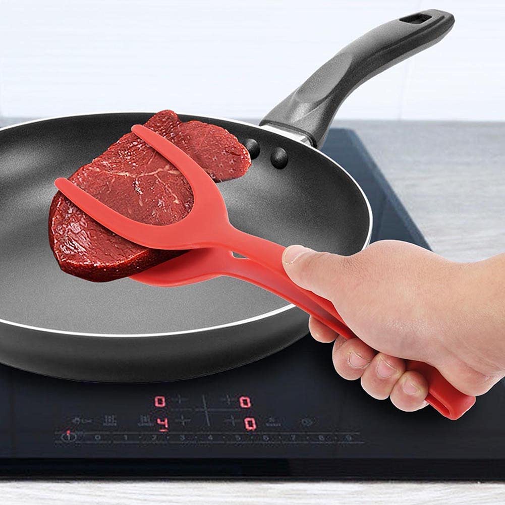 Xẻng nấu ăn bằng silicon chống dính 2 trong 1 dùng lật và gắp thực phẩm/ chiên trứng/ làm pizza/ bít tết