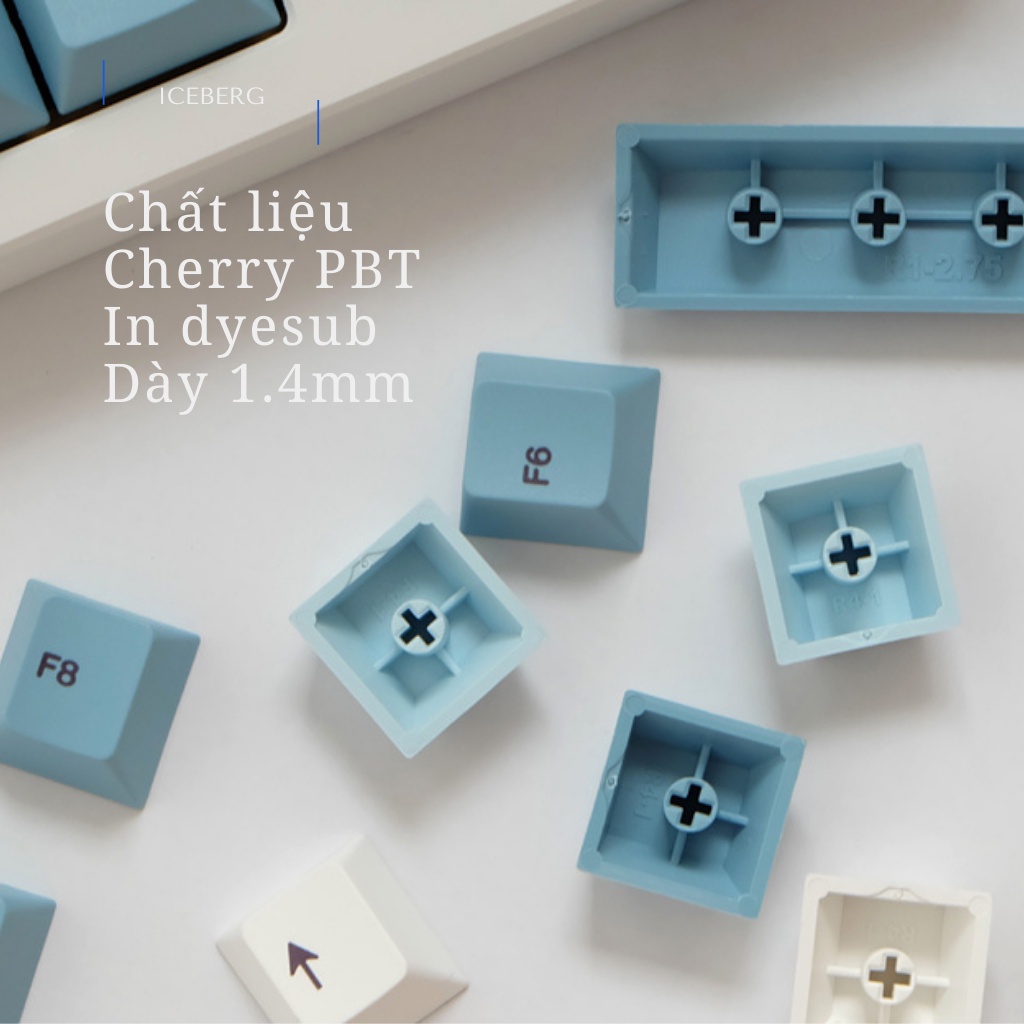 Bộ keycap pbt cherry Iceberg dày 1.4mm | nút bàn phím cơ - Kicap