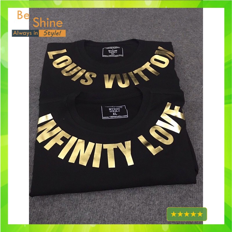 Áo Thun Unisex Form Rộng LV T Louis. Vuitton DCV In Nhũ Vàng Độc Đáo - Áo Phông Tay Lỡ Cotton Cổ Tròn - Beshine Clothing