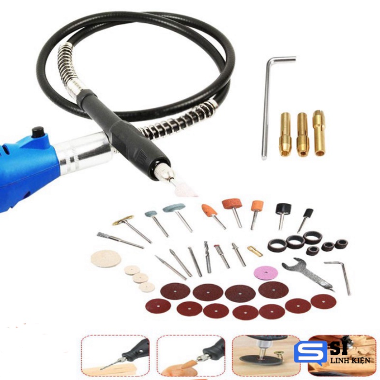 Dây truyền động nối dài cho máy khoan mài khắc mini - đầu đồng kẹp mũi khoan - phụ kiện mài khắc đánh bóng 40 chi tiết