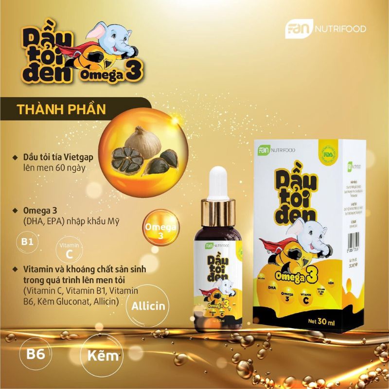 Dầu tỏi đen Omega3 30ml -faneco [cam kết chính hãng]