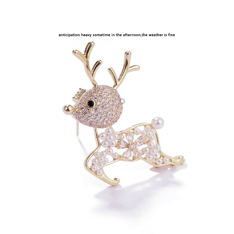Christmas Gift Japan And South Korea Cute Pearl Snowflake Fawn Brooch Female Temperament Western Accessory Pin Sweater Corsage