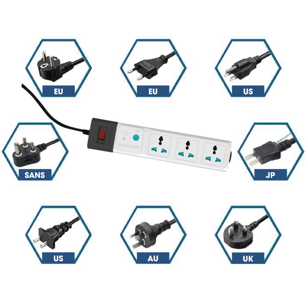 Ổ cắm kéo dài thông minh Wifi điều khiển từ xa 3m-5m chính hãng Rạng Đông Model: OC02.WF 3C/3M-5M/10A