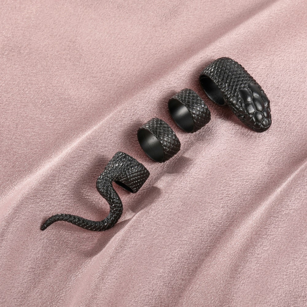 Set 4 Nhẫn Đeo Tay Kim Loại Hình Rắn Vintage Cho Nữ