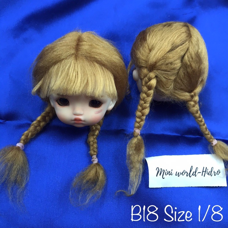 Wig len Tóc giả dành cho búp bê BJD Size 1/8, Baboliy, Amy handmade.