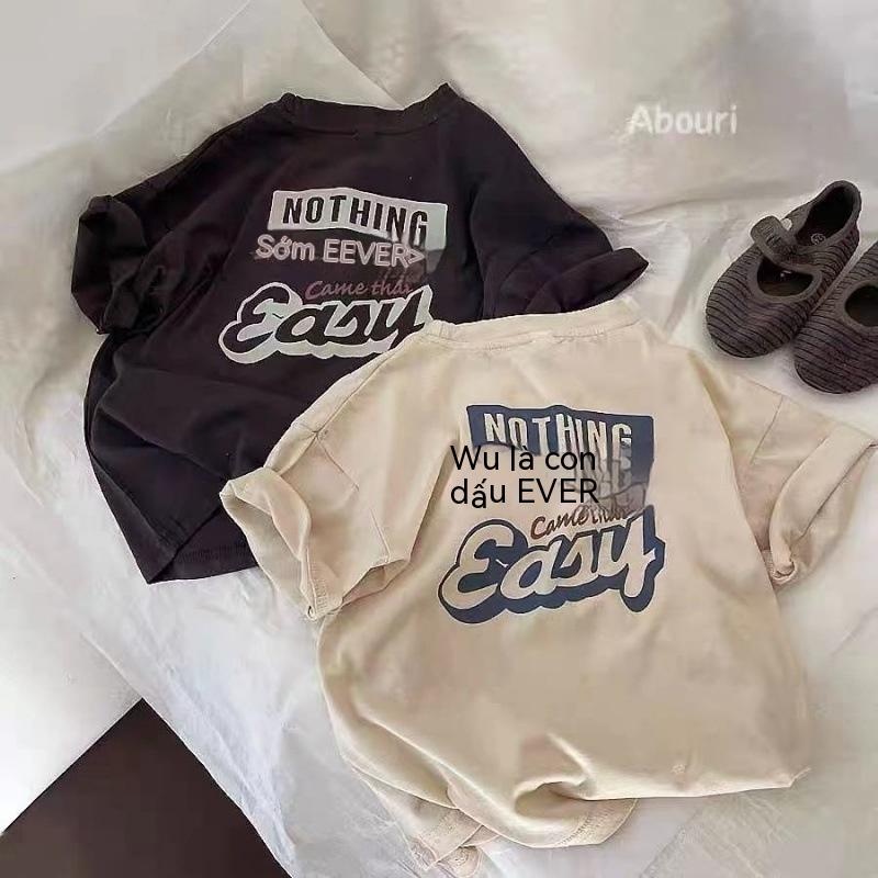 Dễ Phối Đồ Thực Tế!Áo Thun Tay Lỡ In Chữ Sau Lưng Phong Cách Hàn Quốc Cho Bé Trai 5-8 Tuổi áo thun trắng cho bé áo cho bé trai 10 tuổi áo phông trẻ em áo thun trắng bé trai  áo thun cao cổ cho bé