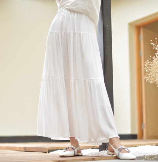 Chân Váy Cotton Lanh Dài Họa Tiết Hoa Nữ Tính | BigBuy360 - bigbuy360.vn