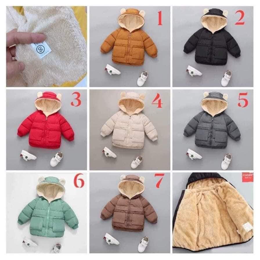 Áo khoác, Áo phao Tai gấu Lót lông cừu siêu ấm cho bé (hàng QC)