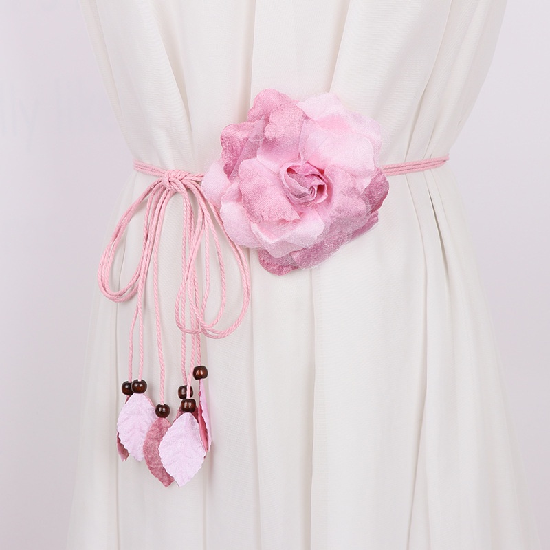 Đai váy hoa hồng lụa, dây lưng nữ hoa hồng vải