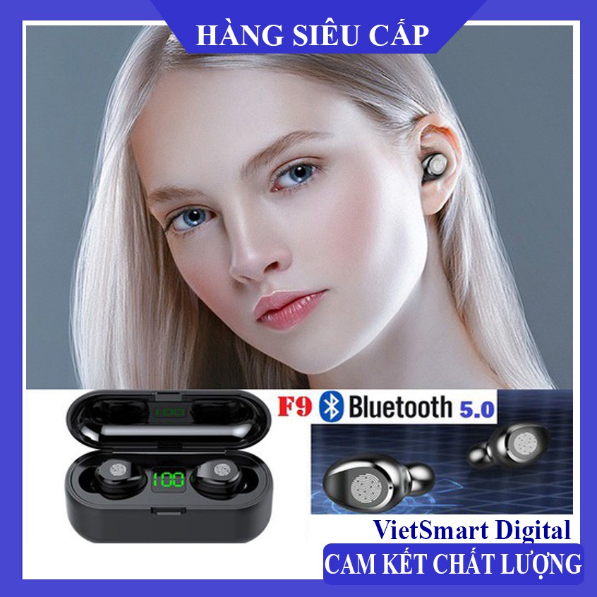 Tai Nghe Bluetooth, Tai Nghe Không Dây AMOI F9 TWS 5.0 9D, Cảm Ứng Chạm, Chống Nước, Chống Ồn Phiên Bản Quốc Tế 2021