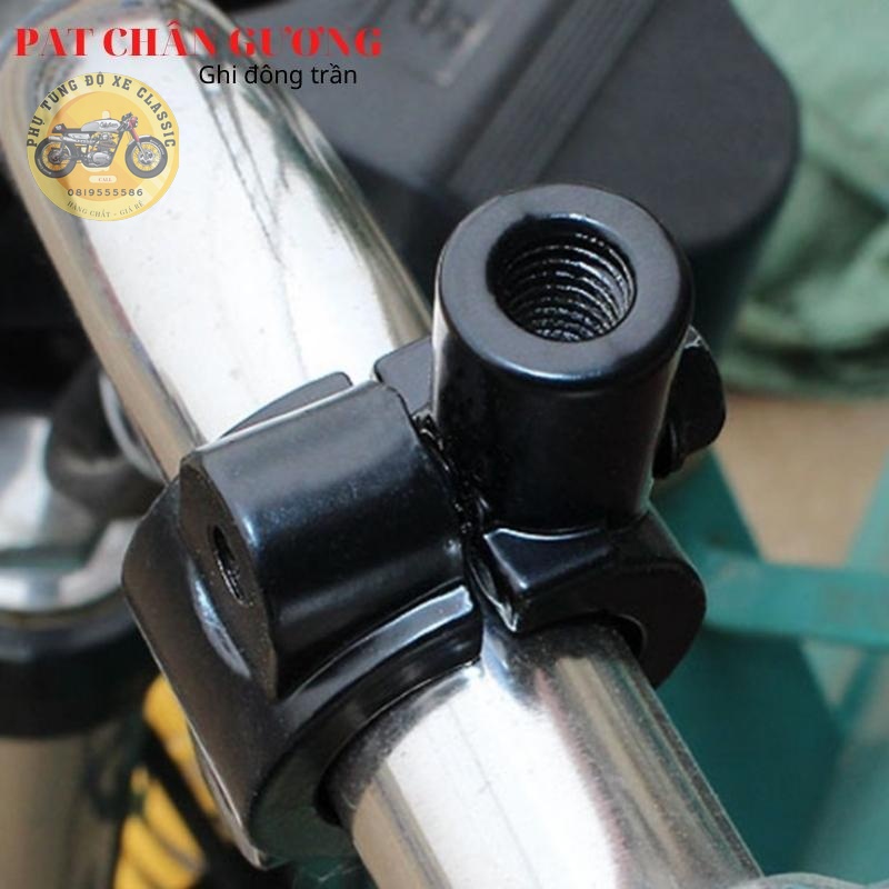Giá gắn chân gương 10mm, cùm gắn gương kiểng cho ghi đông trần 22mm xe máy độ
