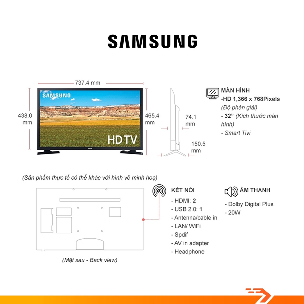 Smart Tivi Samsung 32 Inch UA32T4500AKXXV - Bảo Hành Chính Hãng