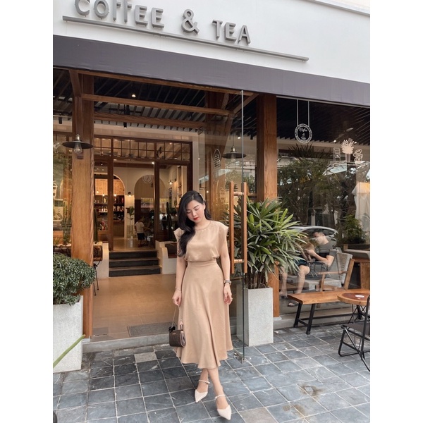 ( Ảnh thật ) S0621 Set áo tay hến và chân váy dài