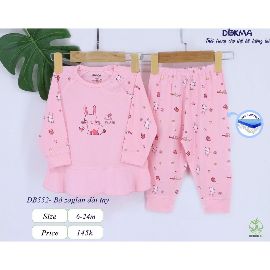 ( CHÍNH HÃNG) Bộ quần áo DOKMA bộ mùa thu cho bé chất vải cotton siêu mềm cho bé từ 6-24m