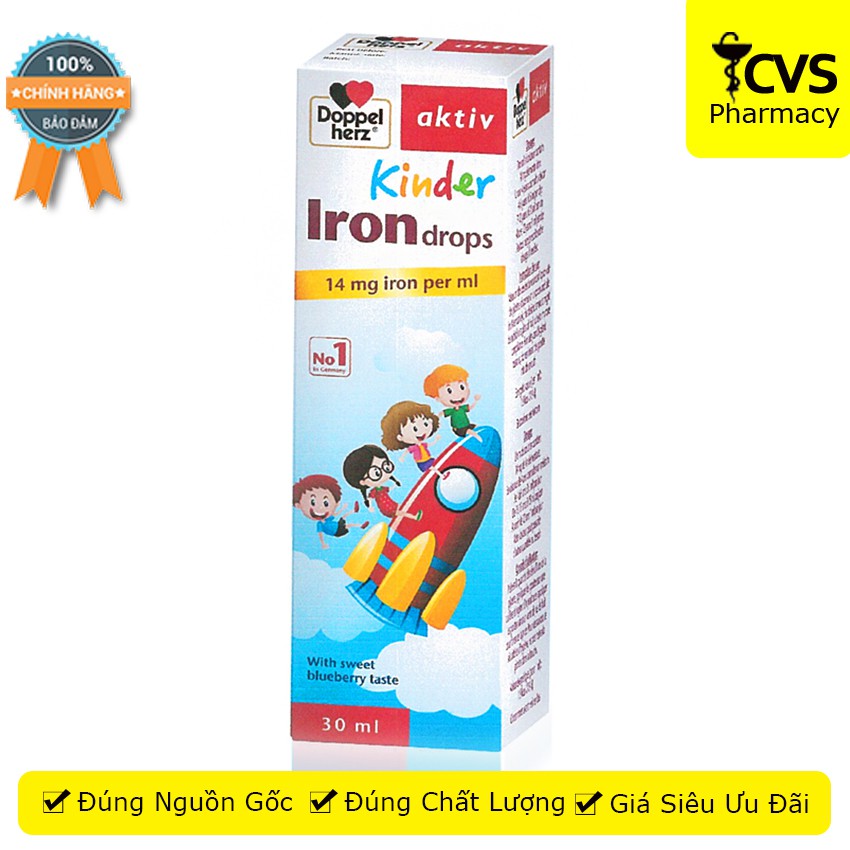 Siro Doppelherz Kinder Iron Drops - Bổ sung muối sắt cho trẻ em hoặc người lớn - cvspharmacy