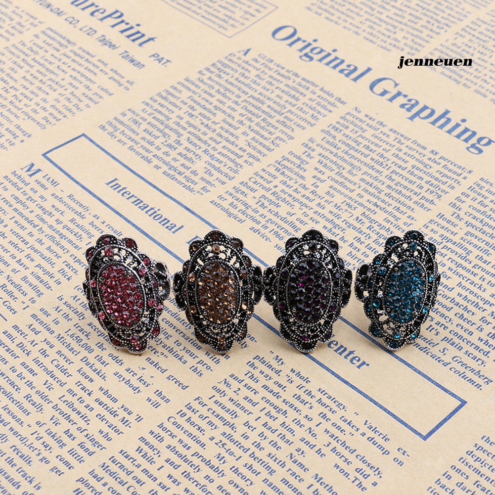 Nhẫn Hợp Kim Đính Đá Hình Oval Phong Cách Cổ Điển Cho Nữ