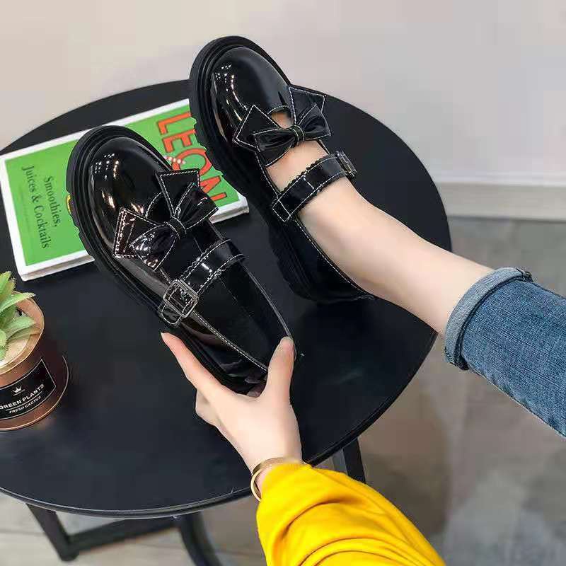 Giày Da Đính Nơ Phong Cách Lolita Nhật Bản Cho Nữ Size 35-44 41 jk 42 43