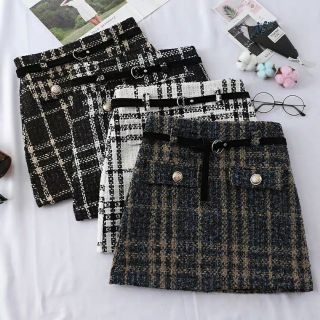 Chân váy dạ kèm đai lưng