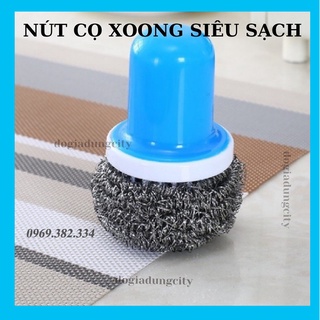 Dụng Cụ Cọ Rửa Nồi Xoong Bát Đĩa Bằng Sợi Nhôm Có Tay Cầm Loại Đầu Tròn