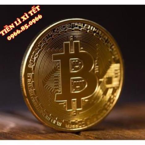 Đồng Xu Bitcoin Mạ Vàng 24k có hộp đựng