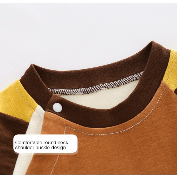 Bộ áo liền quần tay dài chất liệu Cotton in họa tiết hoạt hình thời trang cho bé