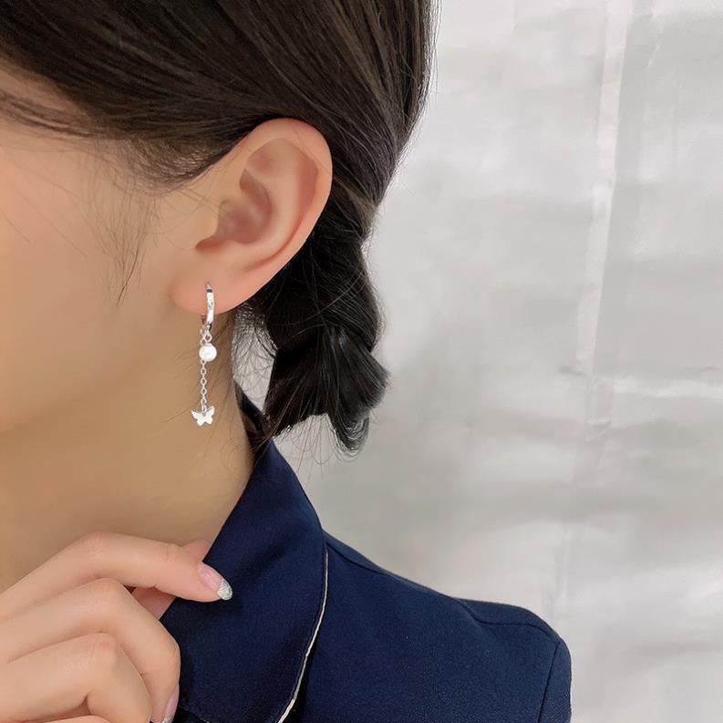 (0146) Khuyên Tai Dài 🦋 Ngọc Đơn Giản Nữ Tính Phong Cách Hàn Quốc