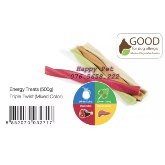 XƯƠNG GẶM CHO CÚN GOODIES ENERGY TREATS VỆ SINH RĂNG MIỆNG THANH XOẮN GÓI 500GRAM