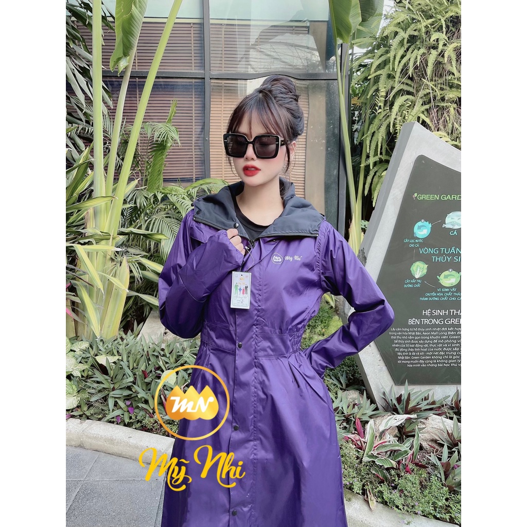 Áo mưa 2 lớp chống thấm chống gió lạnh dáng dài măng to chun eo thời trang nữ - ao mua 1 lop mangto