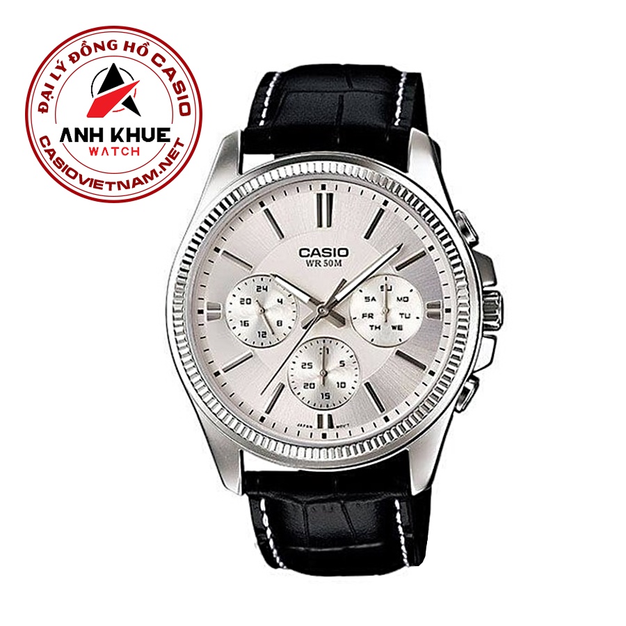 Đồng Hồ Casio | Nam MTP-1375L-7AVDF | Dây Da Màu Đen | 6 Kim | Chống Nước WR50M