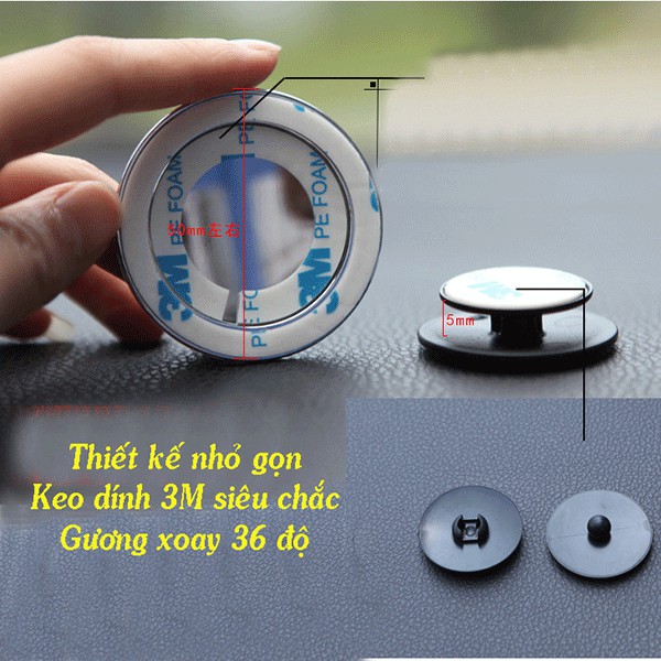 Bộ 2 Gương Cầu Lồi Xoay 360 Độ Gắn Gương Chiếu Hậu Ô Tô, Xe Máy Hỗ Trợ Quan Sát