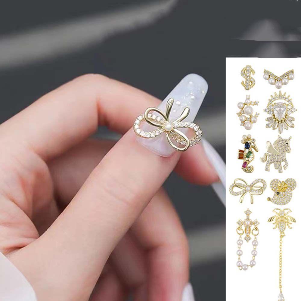 OCEANMAP Phụ Kiện Trang Trí Móng Tay Hình Nơ 3D Lấp Lánh