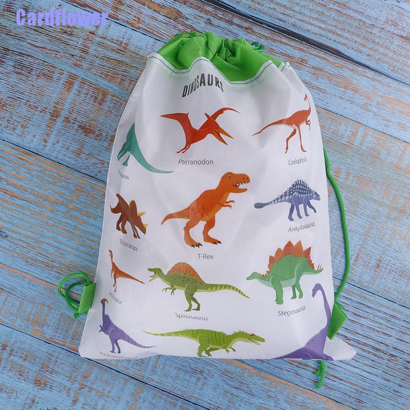 Cardflower  Dinosaur Gift Bag Non-woven Bag Backpack Kids Travel School Drawstring Bags