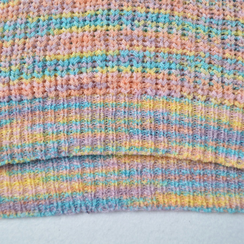 Áo Croptop Dệt Kim Hai Dây Màu Cầu Vồng Thời Trang Mùa Hè Cho Nữ