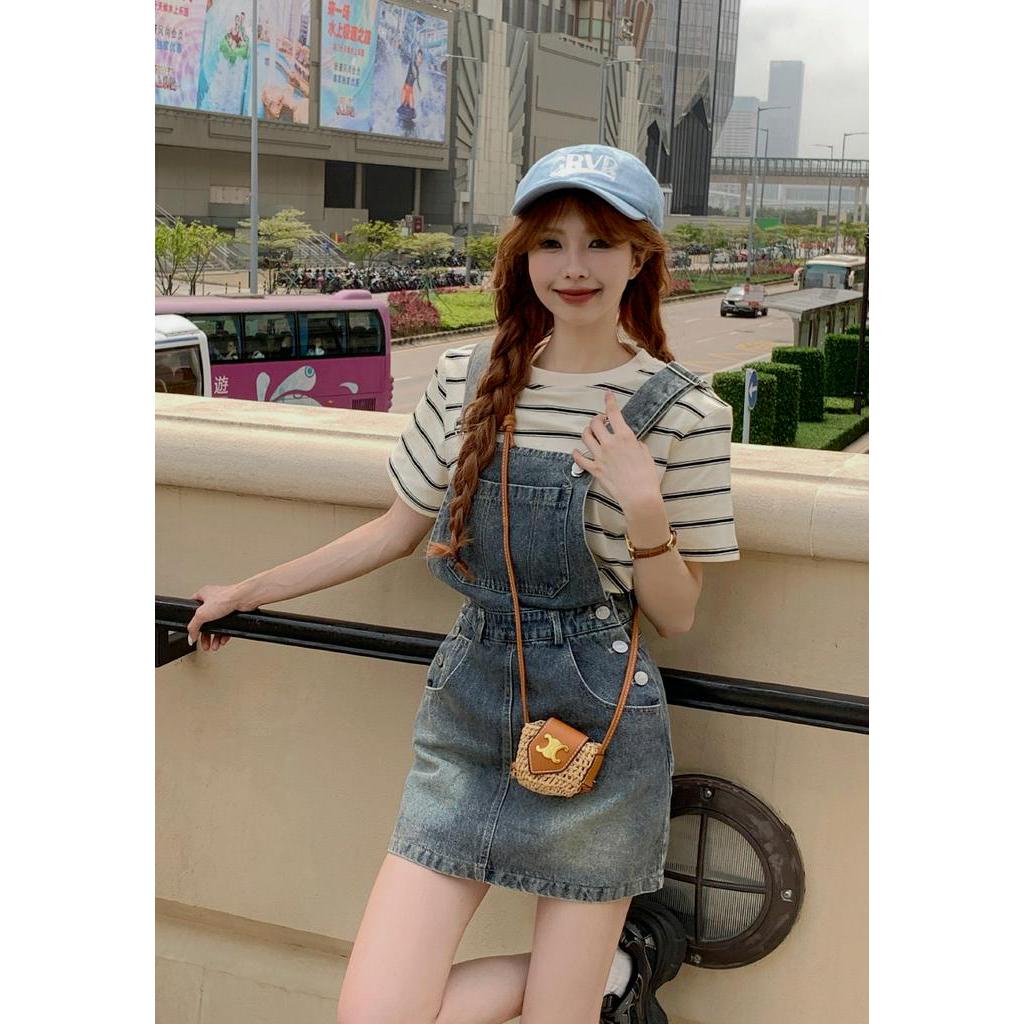 Váy Yếm Denim Thời Trang Mùa Hè Phong Cách Retro Cá Tính 63954