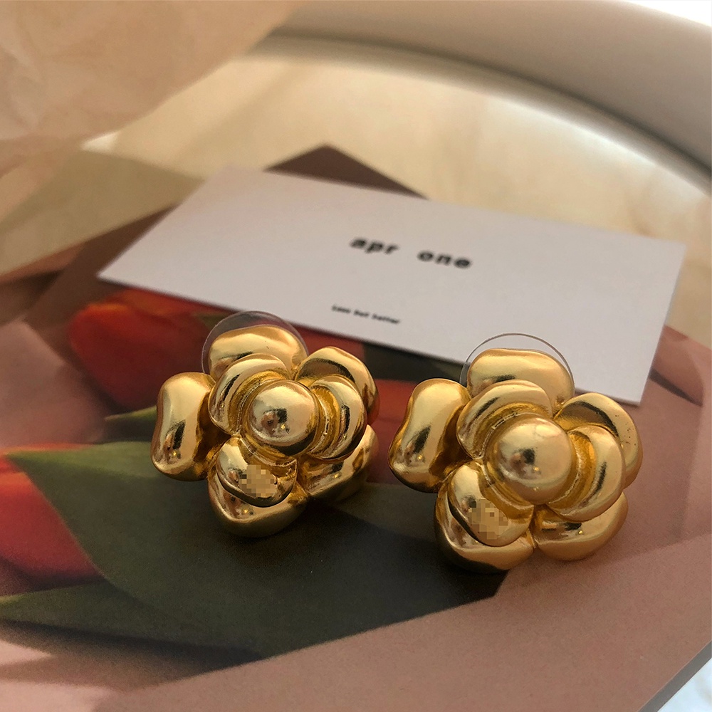 Khuyên Tai Hình Hoa Trà Cổ Điển Phong Cách Pháp Cổ Điển