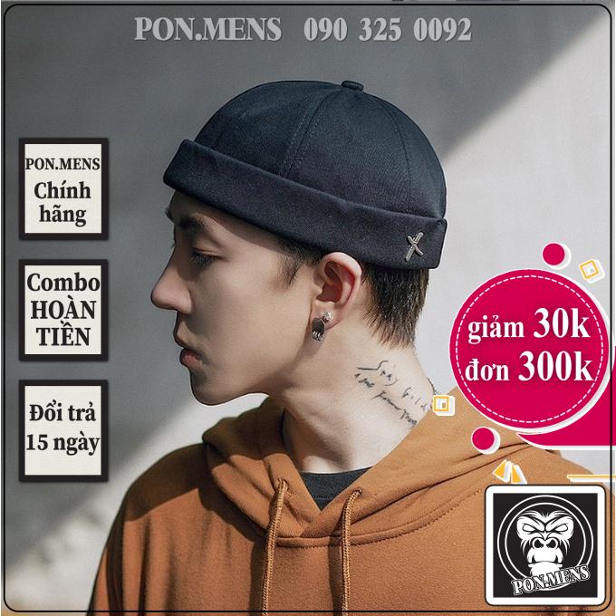 Mũ Lưỡi Trai Không Vành Cho Nam Và Nữ màu đen và sữa gạch chéo Pon.mens hà nội hcm