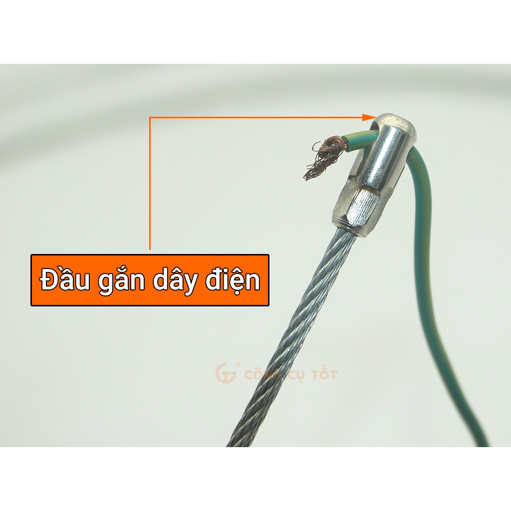 Dây mồi luồn ống sợi cáp trần 3.3 ly đầu bánh xe dài 30m