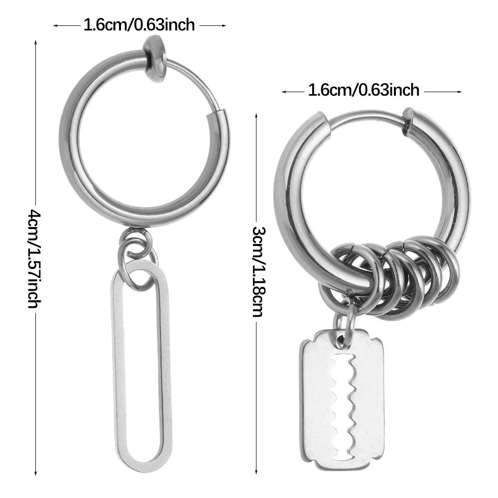 Khuyên Tai Dạng Kẹp Hình Ovan Không Xỏ Khuyên Thời Trang Phong Cách Punk