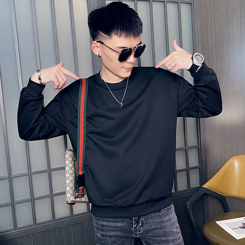 ☾✲Áo Sweater cổ tròn tay dài thời trang mùa thu cho nam giới