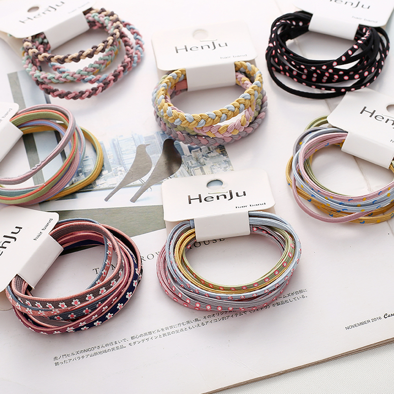 Korea Fashion Cute Color Braided Hair Rope Rubber Band Couple Bracelet Dual Use