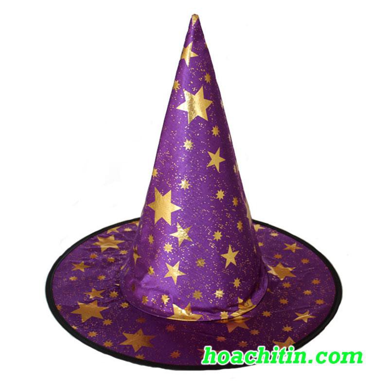 Nón Phù Thủy Nhũ Sao hóa trang Halloween