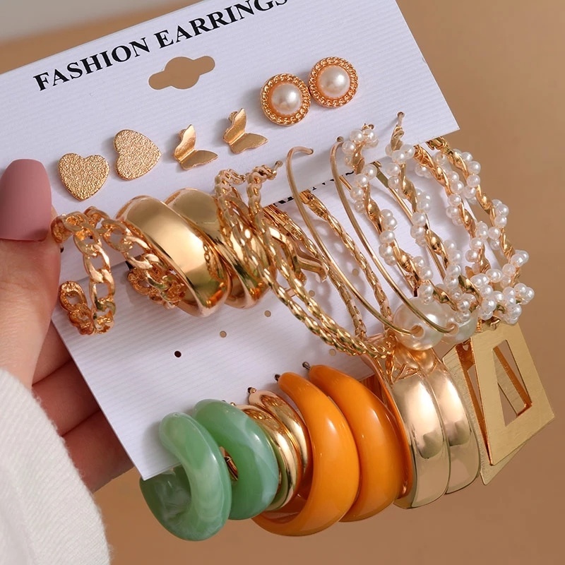 Bông Tai Hình Tròn Bằng Kim Loại Đính Ngọc Trai Thời Trang Tinh Tế Cho Nữ