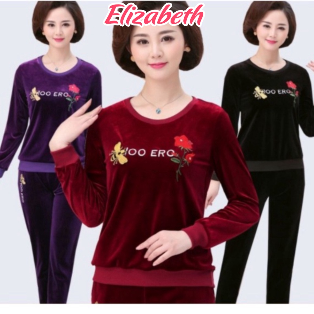 Đồ bộ thu đông trung niên tặng mẹ Elizabeth chất liệu nhung tuyết dày dặn ấm áp ĐBH.20