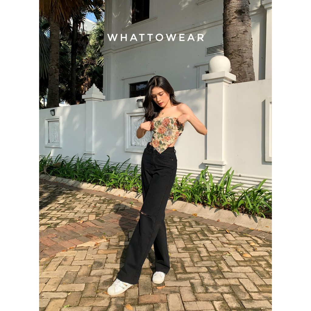 Quần jeans 1970s ống rộng rách gối | BigBuy360 - bigbuy360.vn