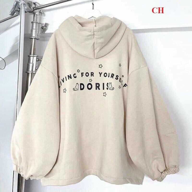 Áo Khoác Nỉ Nữ Mèo Dori - Hoodie mùa đông dài tay dáng rộng có mũ, họa tiết trẻ trung, năng động Ulzzang | BigBuy360 - bigbuy360.vn