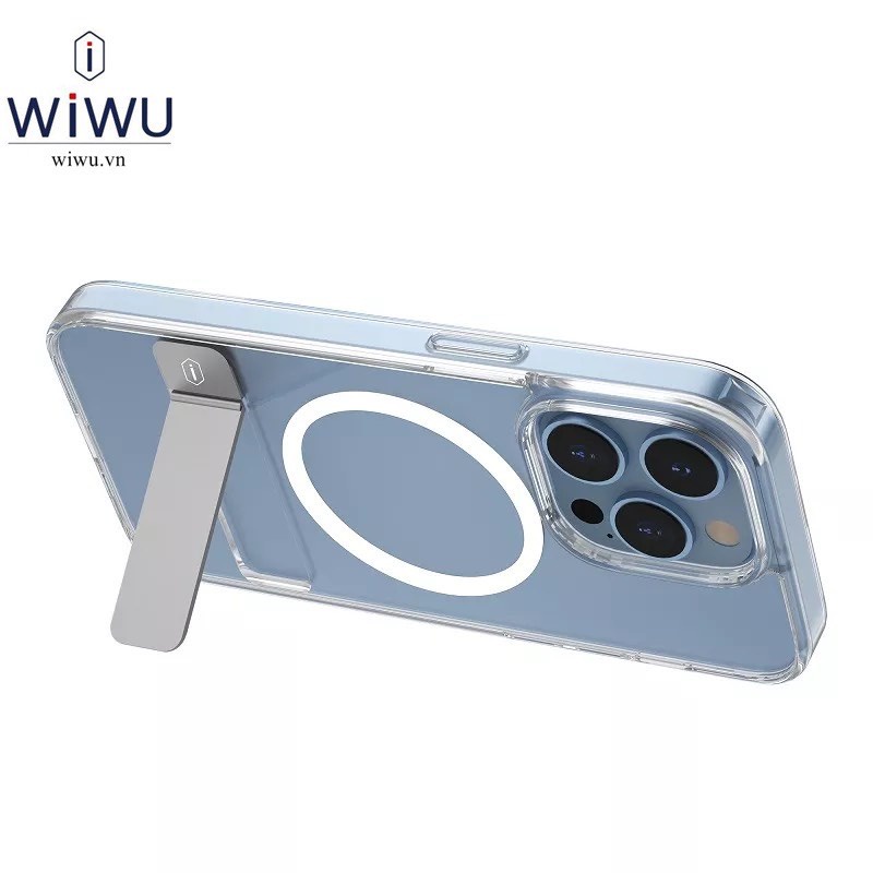 Ốp lưng trong suốt kèm giá đỡ WIWU Aurora Magnetics cho IPhone 15 Pro Max, 14 Pro Max chống ố, hỗ trợ sạc không dây